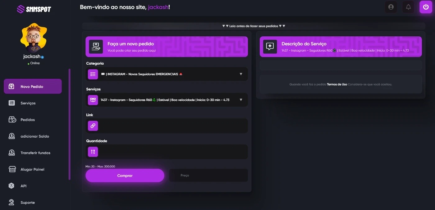 PAINEL SMM VENDA DE ENGAJAMENTO